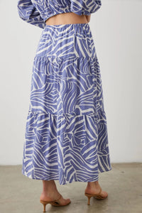 Rails Mary Skirt Small Blue Aline Cotton Midi Lightweight Abstract Island Waves