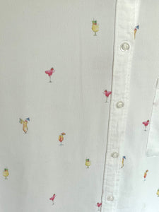 Rails Whitney Shirt Womens White Linen Short Sleeve Button Cocktail motif