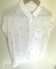 Load image into Gallery viewer, Rails Whitney Shirt Womens White Linen Short Sleeve Button Cocktail motif