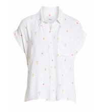 Load image into Gallery viewer, Rails Whitney Shirt Womens White Linen Short Sleeve Button Cocktail motif