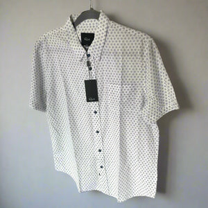 Rails Carson Diamond Geo Linen Blend Shirt Mens Large White Short Sleeve Light
