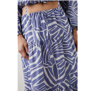 Rails Mary Midi Skirt Small Blue Aline Cotton Lightweight Abstract Island Waves