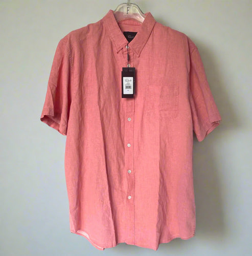 Rails Paros Linen Blend Shirt Mens XL Short Sleeve Pink Button-Up Lightweight
