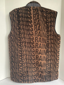 Rains Heavy Fleece Vest Mens Unisex Brown Monogram Sleeveless Front Zip