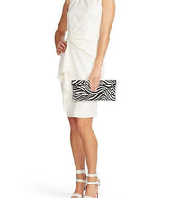 Load image into Gallery viewer, Rebecca Minkoff Clutch Womens Black Leather Envelope Leo East West Zebra