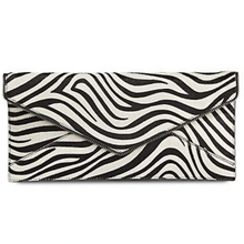 Load image into Gallery viewer, Rebecca Minkoff Clutch Womens Black Leather Envelope Leo East West Zebra