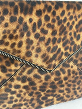 Load image into Gallery viewer, Rebecca Minkoff Clutch Womens Leo Brown Leopard Leather Slim Envelope Zipper Trim