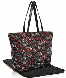 Rebecca Minkoff Large Nylon Tote Baby Diaper Bag; with Changing Pad in Black Floral Print