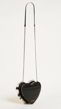 Load image into Gallery viewer, Rebecca Minkoff Women&#39;s Heart Striped Fur Trim Leather Chain Strap Crossbody