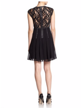 Load image into Gallery viewer, Rebecca Taylor Dress Womens 12 Black Silk Fit Flare Sleeveless Lace Studded A-Line