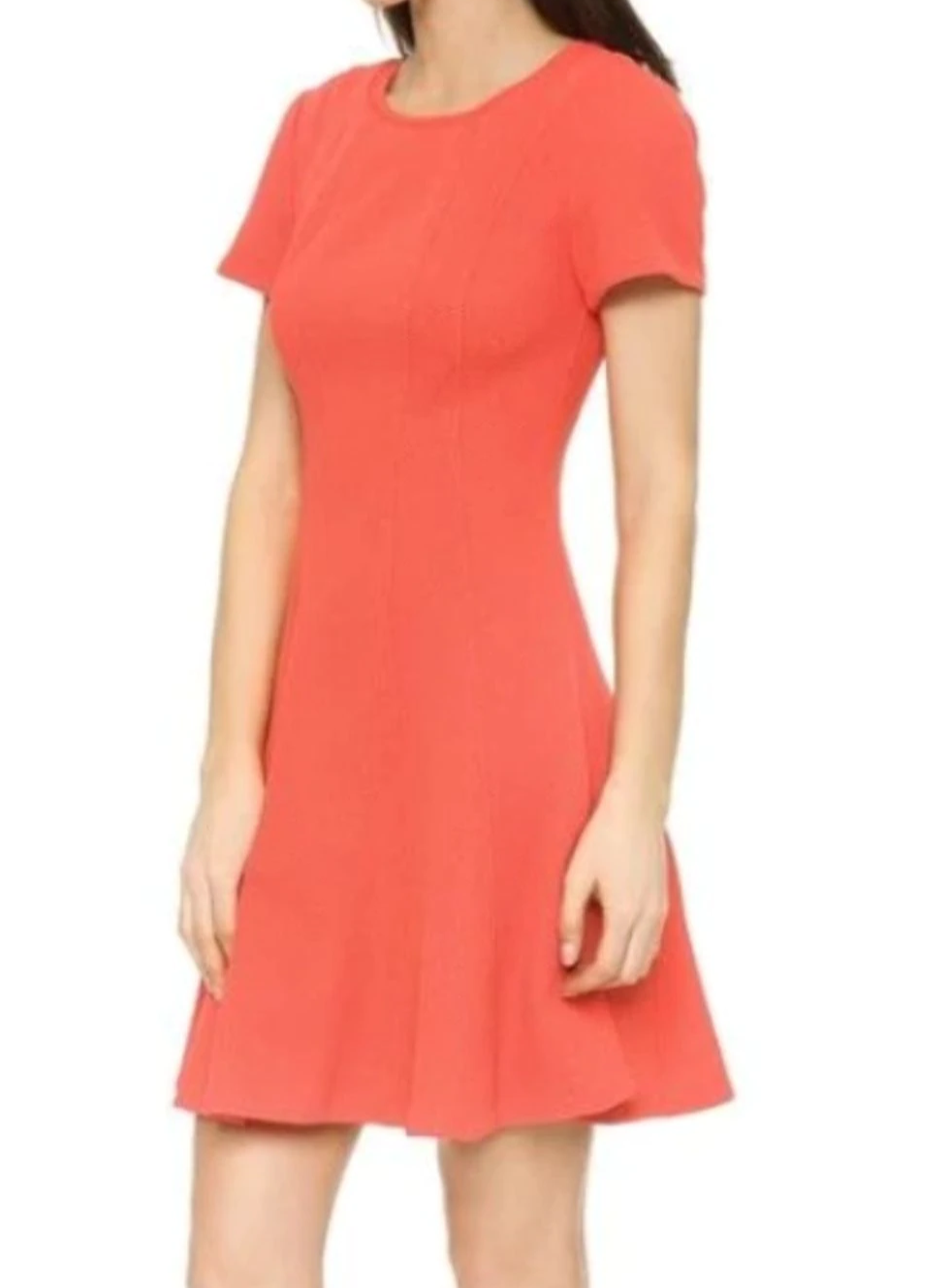Rebecca Taylor Women's Short Sleeve Round Neck Fit & Flare Knit Pink Dress - 12 Rebecca Taylor Women's Short Sleeve Round Neck Fit & Flare Knit Pink Dress - 12
