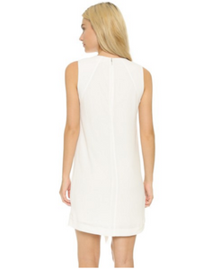 Rebecca Taylor Dress Womens 2 White Shift Sleeveless Short Fringed A-line Crepe
