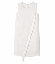 Load image into Gallery viewer, Rebecca Taylor Dress Womens 2 White Shift Sleeveless Short Fringed A-line Crepe