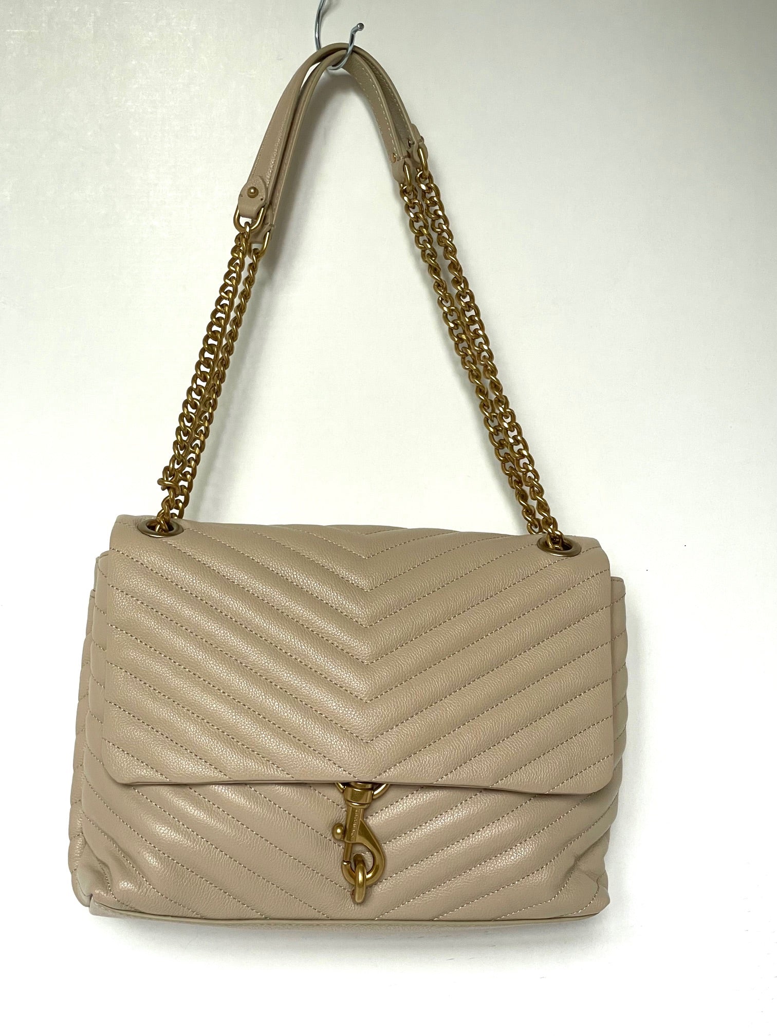 Rebecca Minkoff Edie Flap Quilted Chevron Shoulder Bag Beige Leather C Luxe Fashion Finds