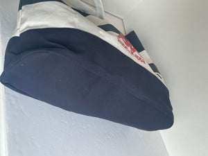 Robe di Kappa Large Tote White Blue Heather Stripes Shoulder Bag Red Logo