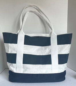 Robe di Kappa Large Tote White Blue Heather Stripes Shoulder Bag Red Logo