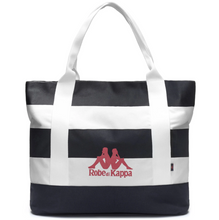 Load image into Gallery viewer, Robe di Kappa Large Tote White Blue Heather Stripes Shoulder Bag Red Logo