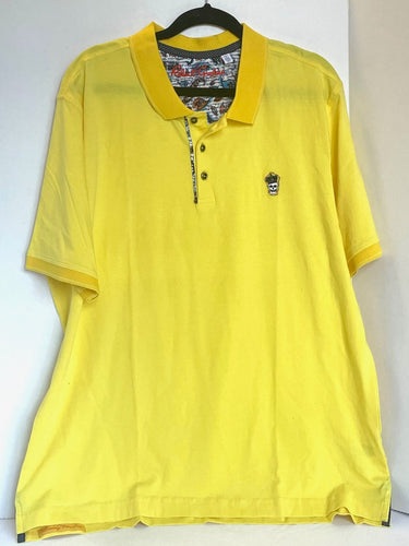 Robert Graham Polo Shirt Mens Extra Extra Large 2XL Yellow Lucifer Classic Fit