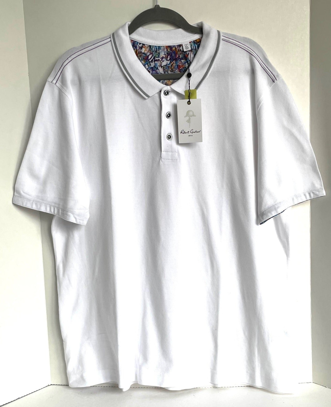 Robert Graham Wren Polo Shirt Mens Extra Large XL White Wren Golf