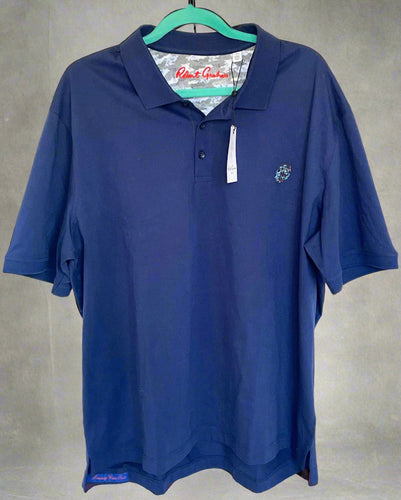 Robert Graham Polo Shirt Mens XXL 3XL Navy Blue Stone Trail Rugby Classic Fit