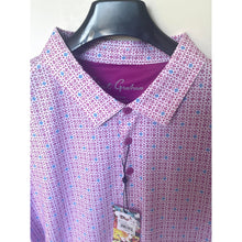 Load image into Gallery viewer, Purple patterned shirt on a mannequin with 'Graham' branding.
