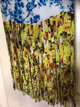Load image into Gallery viewer, Rococo Sand Skirt Womens Medium Silk Floral Mini Long Fringe Gold Grommet