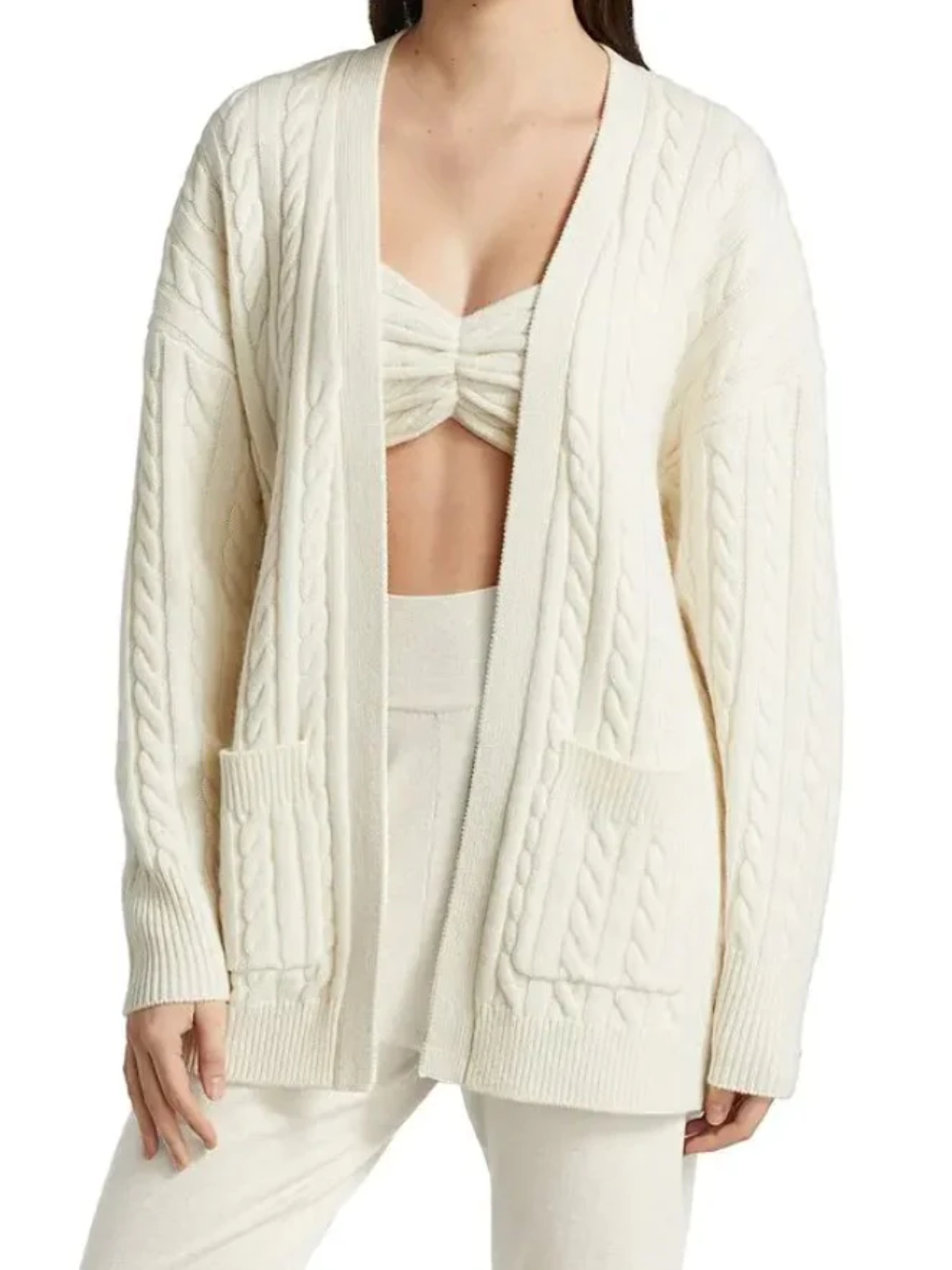 Ronny Kobo Cardigan Sweater Womens Off White Wool Cashmere