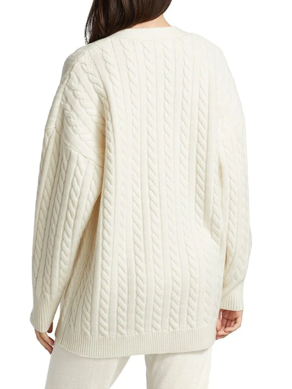 Ronny Kobo Womens Cardigan Sweater Off White Wool Cashmere