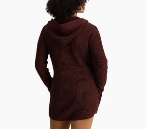 Royal Robbins Baylands Cardigan Womens Medium Wool Blend Hooded Red Brown