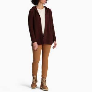 Royal Robbins Baylands Cardigan Womens Medium Wool Blend Hooded Red Brown