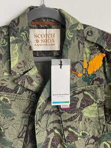 Scotch Soda Field Jacket Mens Green Tropical Embroidered Army Cotton Blazer