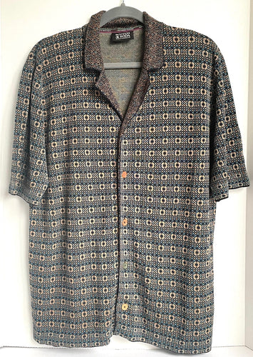 Scotch Soda Shirt Mens Large Button Down Knit Geometric Regular Fit Hawaiian