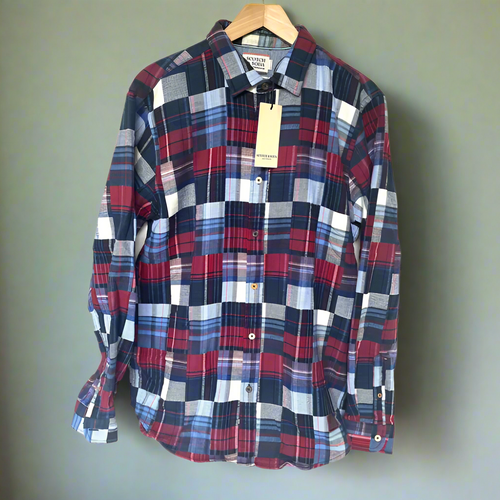Scotch_Soda_Plaid_Flannel_Shirt_Mens_XL_Blue_Button_Down_Regular_Fit_Relaxed