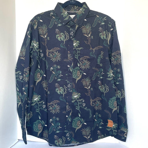 Scotch & Soda Premium Button Down Shirt Mens Blue Long Sleeve Floral Cotton