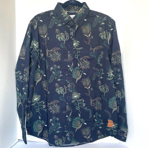 Scotch & Soda Premium Button Down Shirt Mens Blue Long Sleeve Floral Cotton