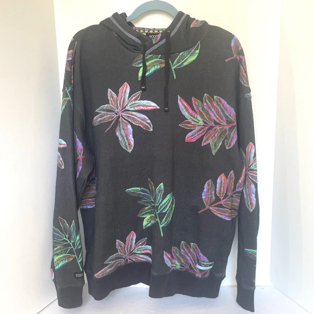 ScotchSodaTwistedHoodieSweaterMensBlackPulloverFloralTropicalSoft2
