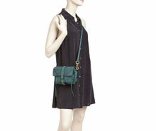 Load image into Gallery viewer, She Lo Crossbody Womens Small Green Leather Moto Camera Bag Shoulder
