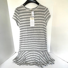 Load image into Gallery viewer, Soft Joie Alcyone Mini Dress Large Gray Short Sleeve Striped Jersey Drop Waist