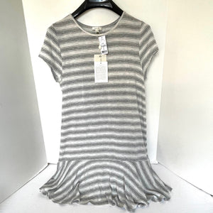 Soft Joie Alcyone Mini Dress Large Gray Short Sleeve Striped Jersey Drop Waist