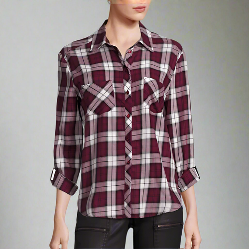 Soft Joie Shirt Womens Medium Lilya Red Plaid Button Up Cotton Shirt