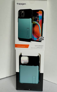 Spigen iPhone 1212 Pro Case Blue Slim Armor Kickstand Shock Protection 