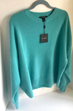 Load image into Gallery viewer, St John Sweater Womens Large Blue Wool Blend Crew Neck Oversized Long Sleeves