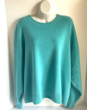 Load image into Gallery viewer, St John Sweater Womens Large Blue Wool Blend Crew Neck Oversized Long Sleeves