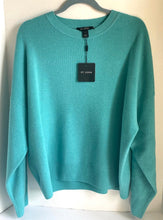 Load image into Gallery viewer, St John Sweater Womens Large Blue Wool Blend Crew Neck Oversized Long Sleeves