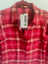 Load image into Gallery viewer, Stio Buckhorn Insulated Snap Shirt Womens Medium Red Plaid Mid Weight Cotton Pockets