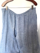 Load image into Gallery viewer, Blue checkered pants on a hanger against a white background