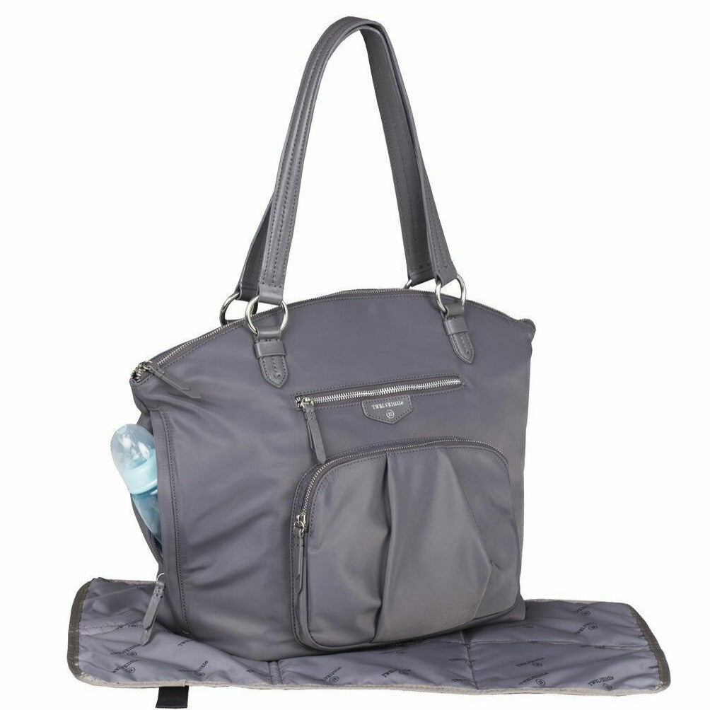 TWELVELittle Tote Diaper Bag Large Gray Allure Dome Crossbody Chemical Free