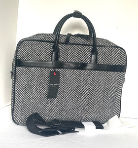 Ted Baker Andreaz Mens Briefcase Laptop Bag Black Herringbone Document Bag