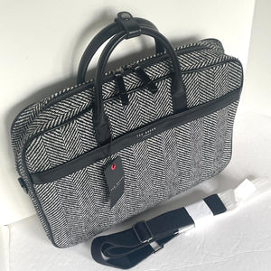 Ted Baker Andreaz Mens Briefcase Laptop Bag Black Herringbone Document Bag