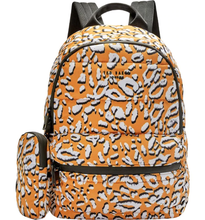 Load image into Gallery viewer, Ted Baker Backpack Laptop Large Yellow Leopard Puffer Nylon NNels Mini Pouch